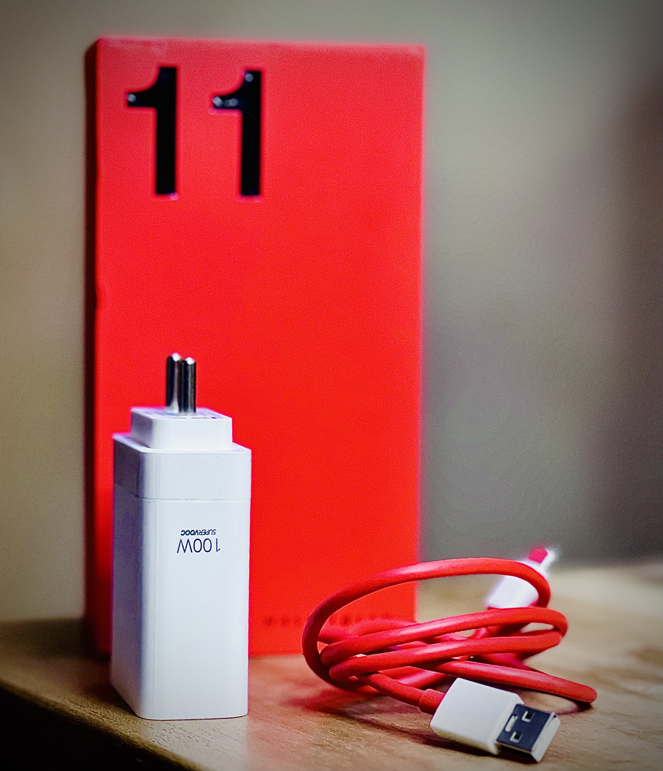 100 W Charger and USB to C type red cable